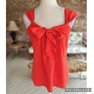 Banana Republic Top Orange Bow Tie Front Sleeveless XSP Elegant Chiffon Dressy